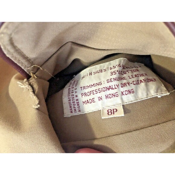 Etienne Aigner Reversible Trench Coat Womens Size 8P Oxblood/Khaki Leather Trim - Picture 12 of 15